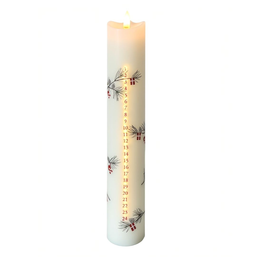 LED Julekalenderlys med Timer & 3D-Flamme – H25 cm
