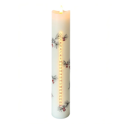 LED Julekalenderlys med Timer & 3D-Flamme – H25 cm
