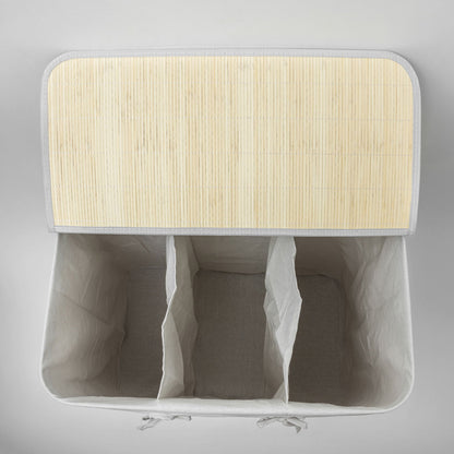 Nordis - Grå bambus vasketøjskurv med 3 rum, 144L, 60X40X60cm