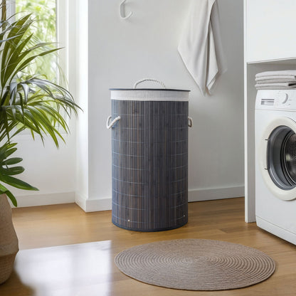 Nordis - Grå bambus vasketøjskurv