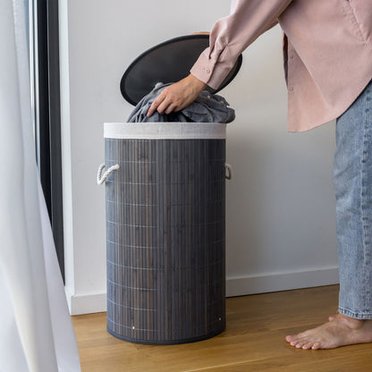 Nordis - Grå bambus vasketøjskurv