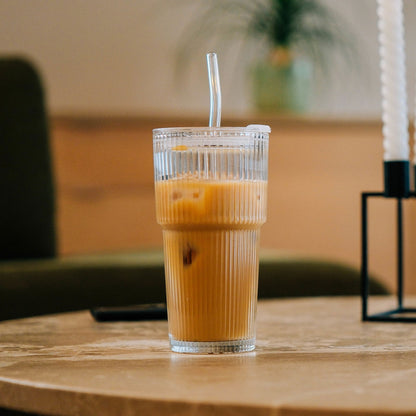 Nordis - Glaskop med låg og sugerør 550 ml - 4 pak