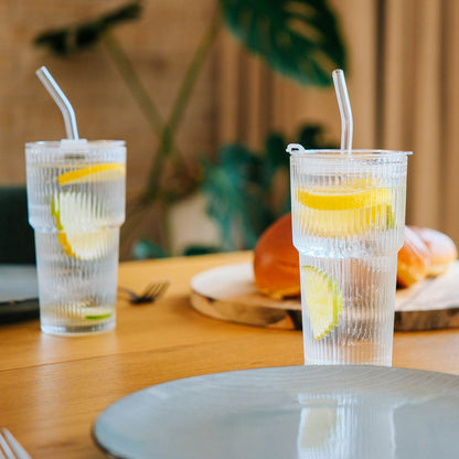 Nordis - Glaskop med låg og sugerør 550 ml - 4 pak