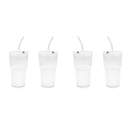 Nordis - Glaskop med låg og sugerør 550 ml - 4 pak