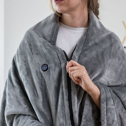 Trådløst USB Varmetæppe & Varmekappe – 150 × 80 cm  Blødt USB-varmetæppe, der også kan bruges som varmekappe – perfekt til sofaen, hjemmekontoret, camping og kølige aftener.