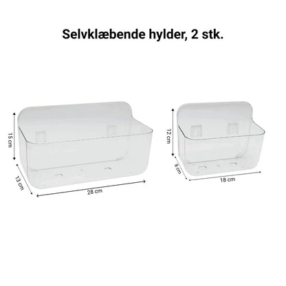 Selvklæbende Hylder – 2 stk. Transparent | Opbevaring Uden Boring  Skab mere opbevaringsplads på badeværelset og i køkkenet med praktiske selvklæbende hylder, der monteres uden boring.