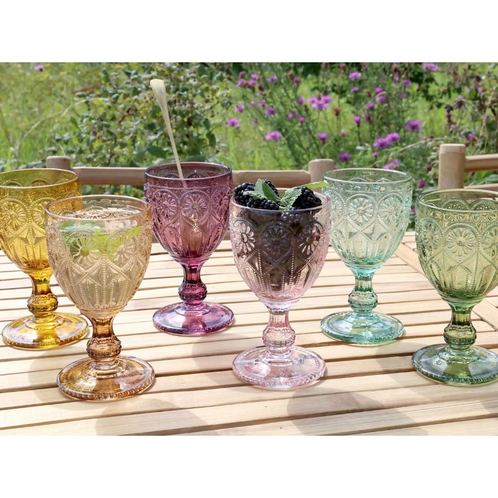 Chic Antique – Saint-Émilion vinglas med mønster | 230 ml – farvet glas (6 stk.)
