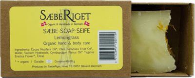 ØKOLOGISK - SÆBEBAR - CITRONGRÆS 50 GRAM